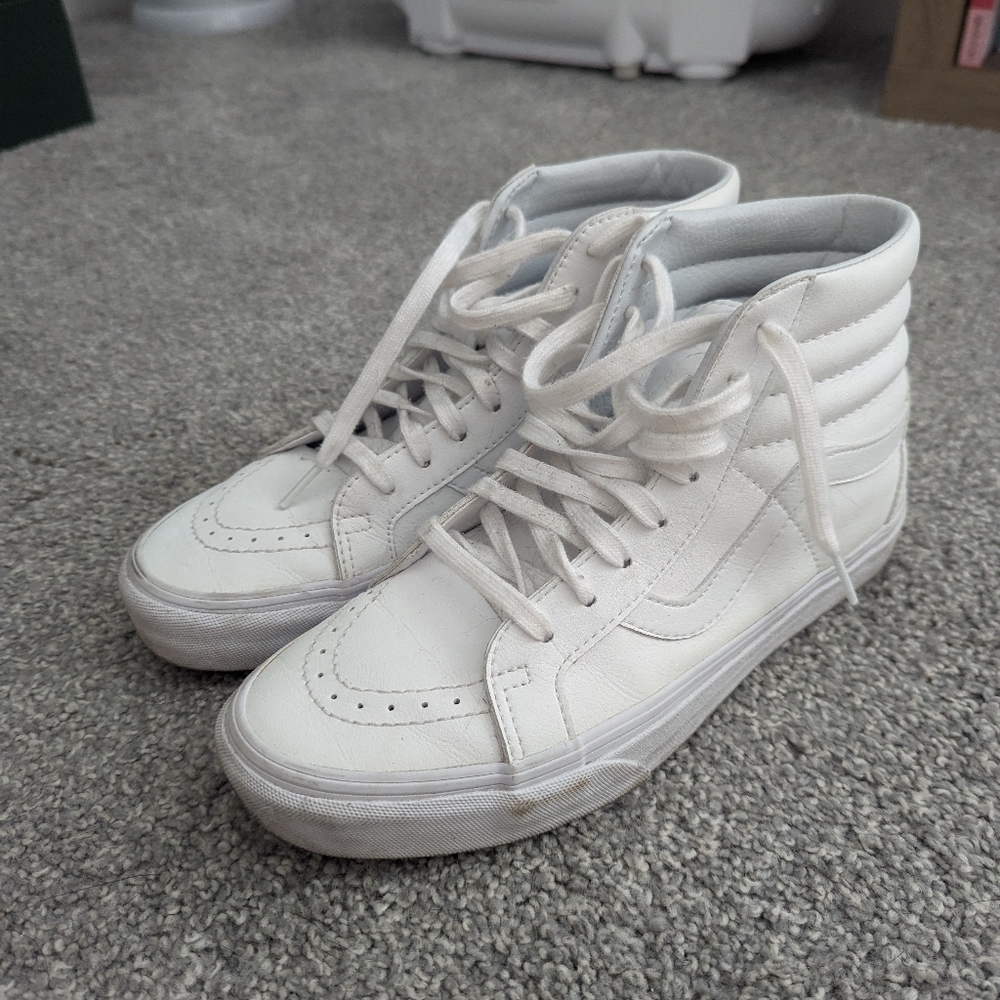 Vans white leather high-tops